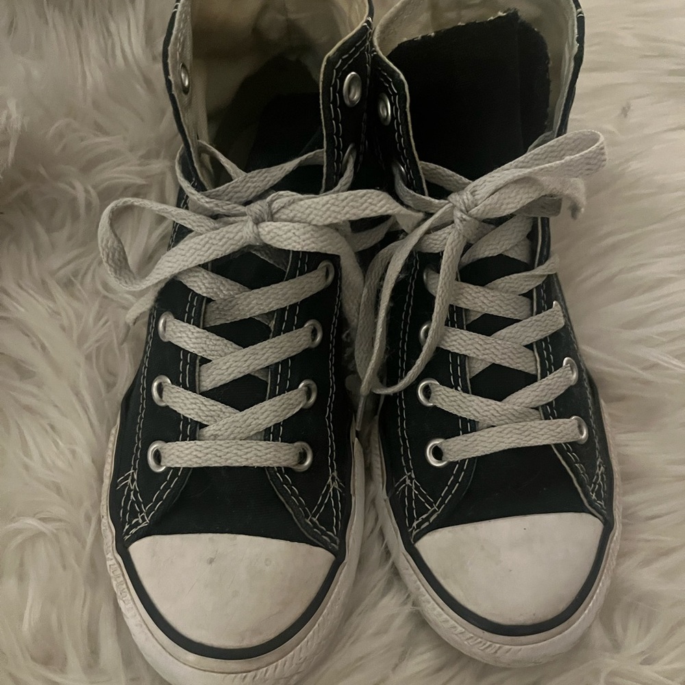 Classic Black and White Kids High-Top Sneakers